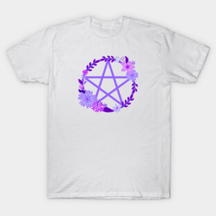 Purple Floral Pentacle Design Cheeky Witch® T-Shirt