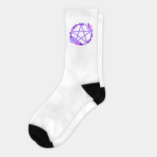 Purple Floral Pentacle Design Cheeky Witch® Socks