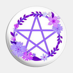 Purple Floral Pentacle Design Cheeky Witch® Pin