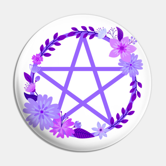 Purple Floral Pentacle Design Cheeky Witch® Pin by Cheeky Witch