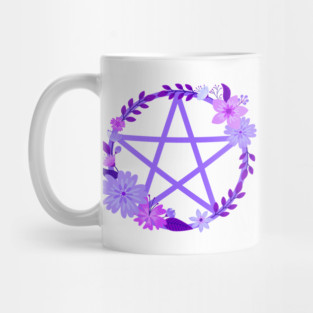 Purple Floral Pentacle Design Cheeky Witch® Mug