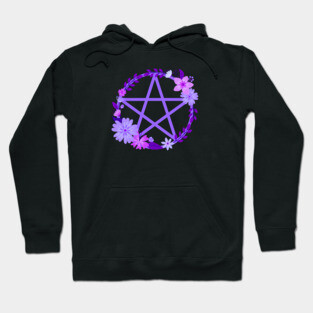 Purple Floral Pentacle Design Cheeky Witch® Hoodie