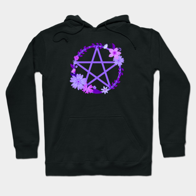 Purple Floral Pentacle Design Cheeky Witch® Hoodie by Cheeky Witch