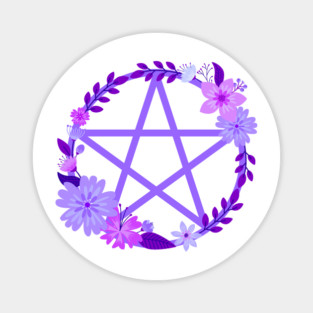 Purple Floral Pentacle Design Cheeky Witch® Magnet