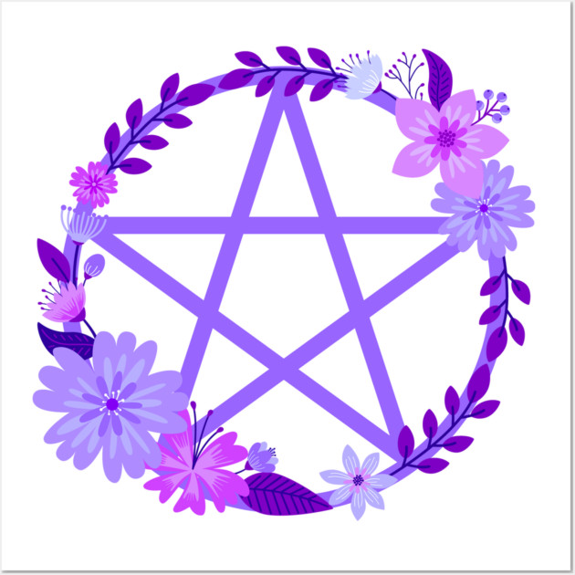 Purple Floral Pentacle Design Cheeky Witch® Wall Art by Cheeky Witch