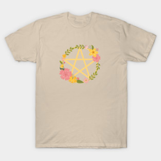 Midsummer Floral Pentacle Design Cheeky Witch® T-Shirt