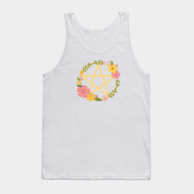Midsummer Floral Pentacle Design Cheeky Witch® Tank Top by Cheeky Witch