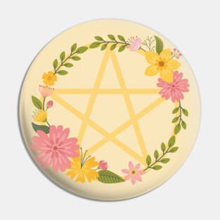 Midsummer Floral Pentacle Design Cheeky Witch® Pin