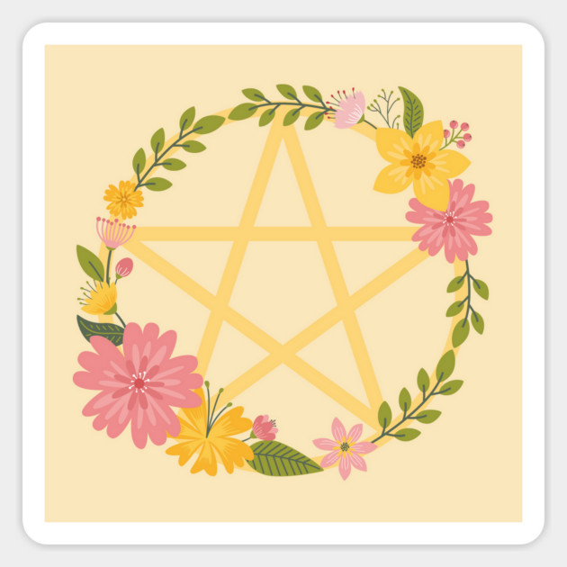 Midsummer Floral Pentacle Design Cheeky Witch® Sticker by Cheeky Witch
