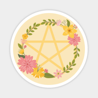 Midsummer Floral Pentacle Design Cheeky Witch® Magnet
