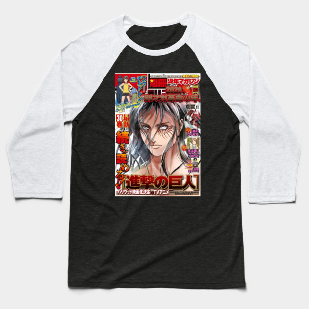 Attack on tittan Magazine Baseball T-Shirt by James Bates