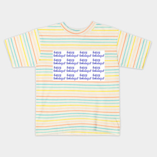 Trendy blue lettering Happy Holidays, hand-drawn phrase on isolated on white. Seamless pattern with marble texture. Watercolor illustration for greeting cards, posters, stickers and seasonal design. Kids T-Shirt