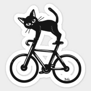 Cat loves a bike Sticker