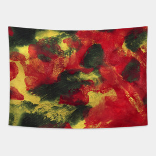 Abstract colorful background with hand-painted texture. Watercolor red-green-yellow painting with splashes, drops of paint, paint smears. Design for the  fabric, wallpapers, covers and packaging. Tapestry