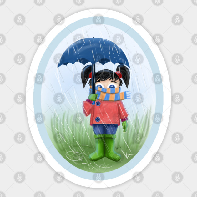 LITTLE GIRL WITH UMBRELLA Sticker by droidmonkey