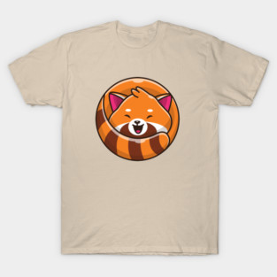 Cute Happy Red Panda Cartoon T-Shirt