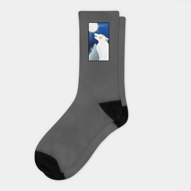 WOLF HOWLING TO THE MOON Socks by droidmonkey