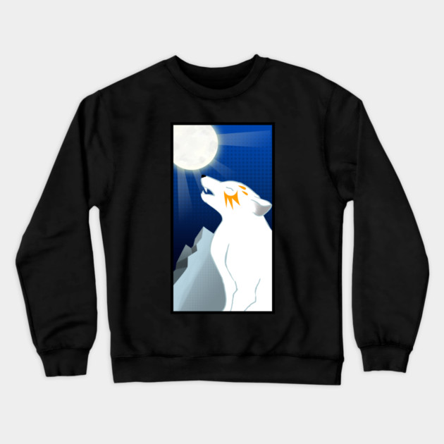 WOLF HOWLING TO THE MOON Crewneck Sweatshirt by droidmonkey