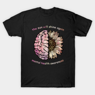 Brain Floral sunflower, Mental Health awareness T-Shirt
