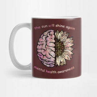 Brain Floral sunflower, Mental Health awareness Mug