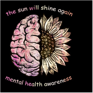Brain Floral sunflower, Mental Health awareness Posters and Art