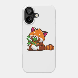 Cute Red Panda Eating Bamboo Cartoon Phone Case