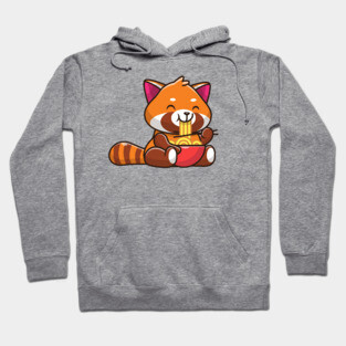 Cute Red Panda Eating Noodle Cartoon Hoodie