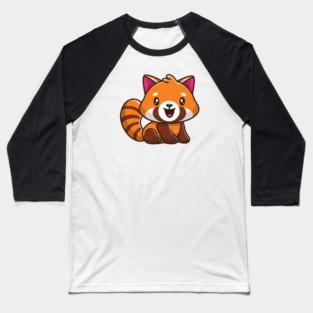 Cute Red Panda Sitting Cartoon Baseball T-Shirt