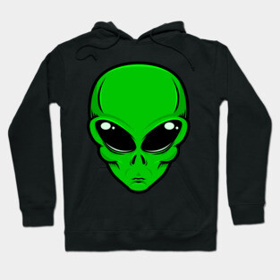 Green alien head with big black eyes Hoodie