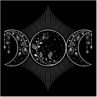 Triple moon Goddess Witch Wicca Symbol Posters and Art