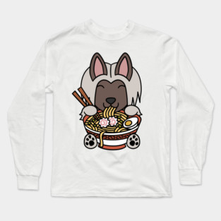 Chinese Crested Instant Ramen Long Sleeve T-Shirt