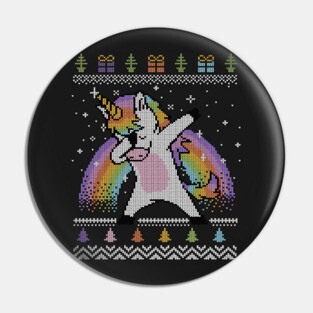 Dabbing Unicorn Ugly Sweater Pin