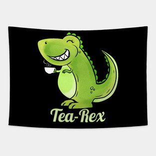 Comic Dino T-Rex Tea-Rex Tea Funny Tapestry