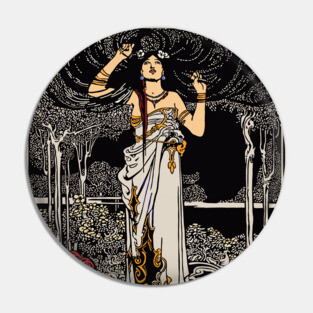 Art Nouveau Lady (black/red/cream) Pin