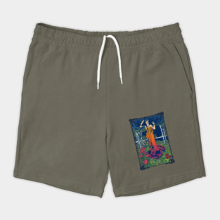 Art Nouveau Lady (orange/red) Shorts