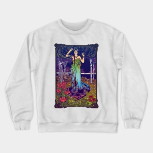 Art Nouveau Lady (green/blue/pink) Crewneck Sweatshirt