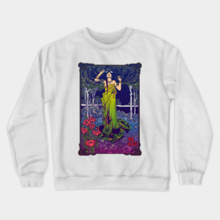 Art Nouveau Lady (green/pink) Crewneck Sweatshirt