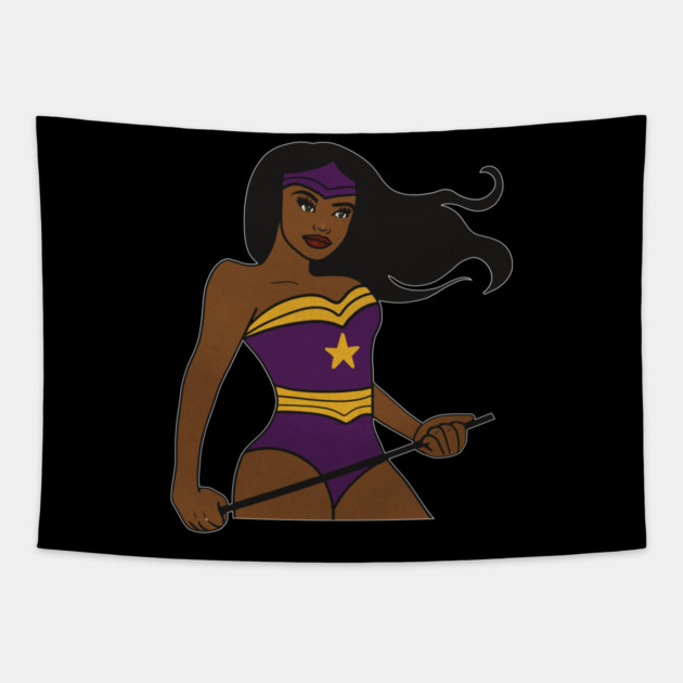 Afro Superhero Woman, Black Pride, African Tapestry by logiamerch