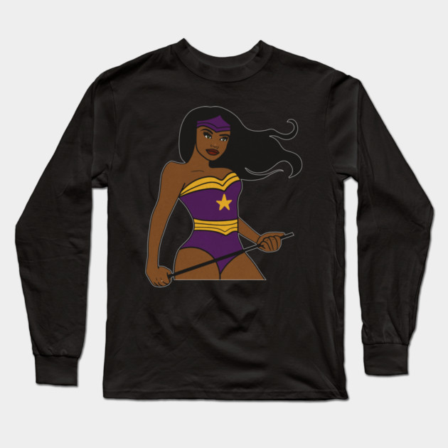 Afro Superhero Woman, Black Pride, African Long Sleeve T-Shirt by logiamerch