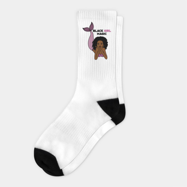 Black Girl Magic, Afro Mermaid Socks by logiamerch