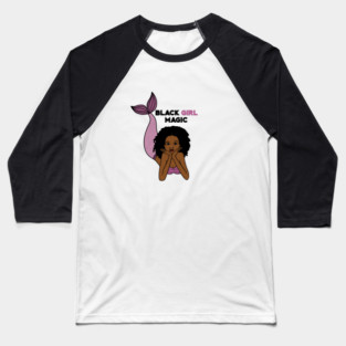 Black Girl Magic, Afro Mermaid Baseball T-Shirt