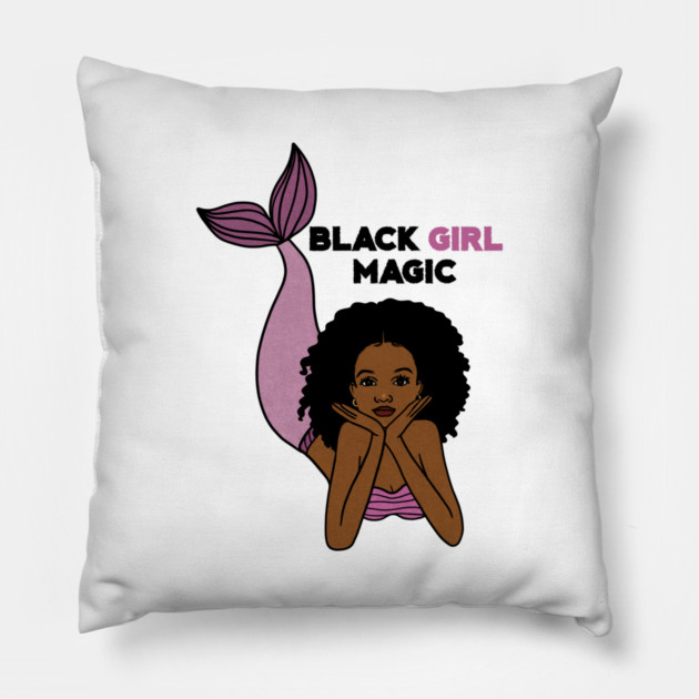 Black Girl Magic, Afro Mermaid Pillow by logiamerch