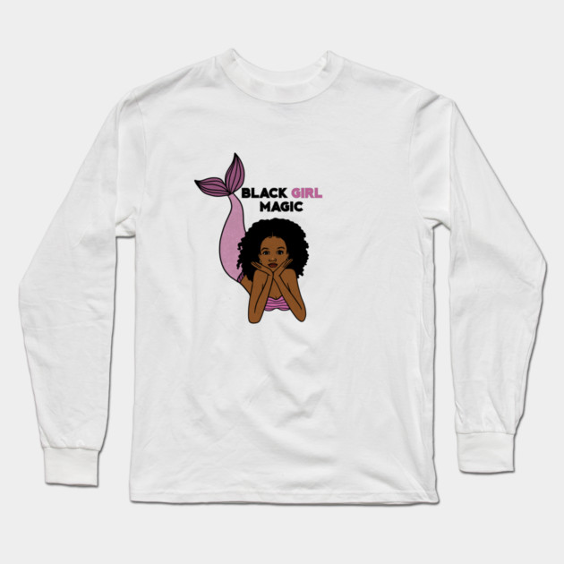 Black Girl Magic, Afro Mermaid Long Sleeve T-Shirt by logiamerch