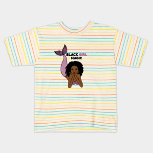 Black Girl Magic, Afro Mermaid Kids T-Shirt
