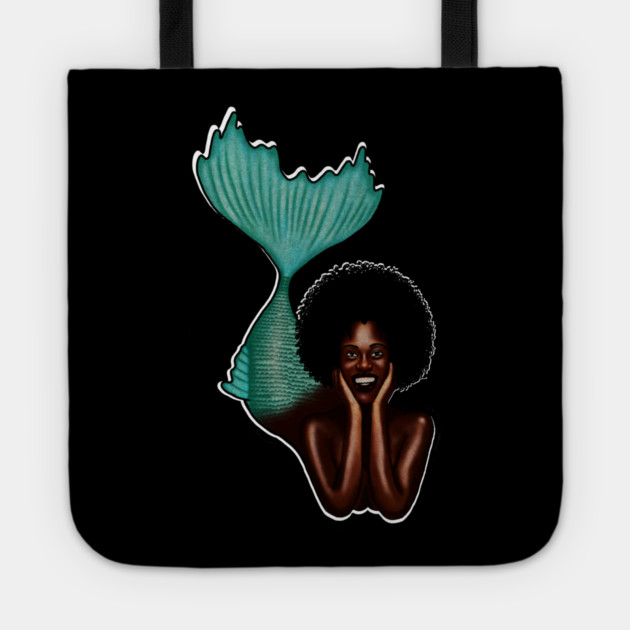 Afro Mermaid, African, Black Girl Magic Tote by logiamerch
