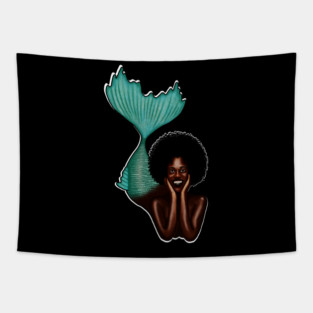 Afro Mermaid, African, Black Girl Magic Tapestry