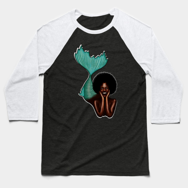 Afro Mermaid, African, Black Girl Magic Baseball T-Shirt by logiamerch