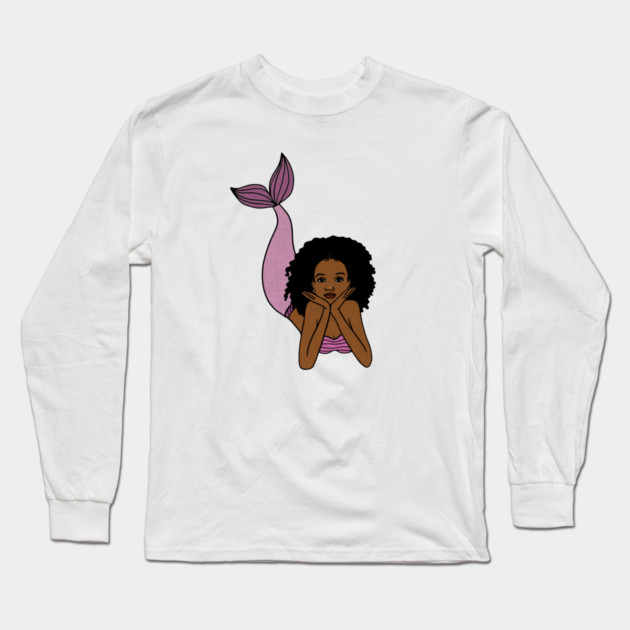 Afro Mermaid, African, Black Girl Magic Long Sleeve T-Shirt by logiamerch