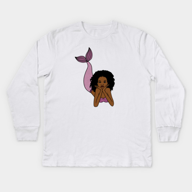 Afro Mermaid, African, Black Girl Magic Kids Long Sleeve T-Shirt by logiamerch
