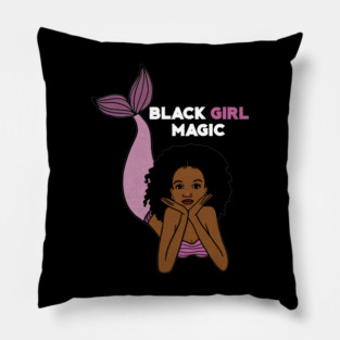Black Girl Magic, Afro Mermaid Pillow